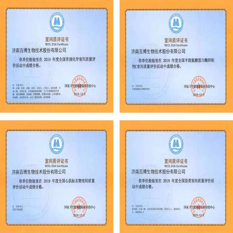 బైబో బయోటెక్ 2019లో నేషనల్ ఇన్‌స్పెక్షన్ సెంటర్ నుండి బహుళ నాణ్యత అంచనా సర్టిఫికేట్‌లను పొందింది